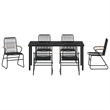 vidaXL 7 Piece Powder-Coated Steel Garden Dining Set in Black