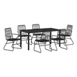 vidaXL 7 Piece Powder-Coated Steel Garden Dining Set in Black