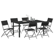 vidaXL 7 Piece Powder-Coated Steel Garden Dining Set in Black