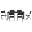 vidaXL 7 Piece Powder-Coated Steel Garden Dining Set in Black