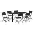 vidaXL 7 Piece Powder-Coated Steel Garden Dining Set in Black