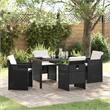 vidaXL 5 Piece Poly Rattan Garden Dining Set with Cushions in Black