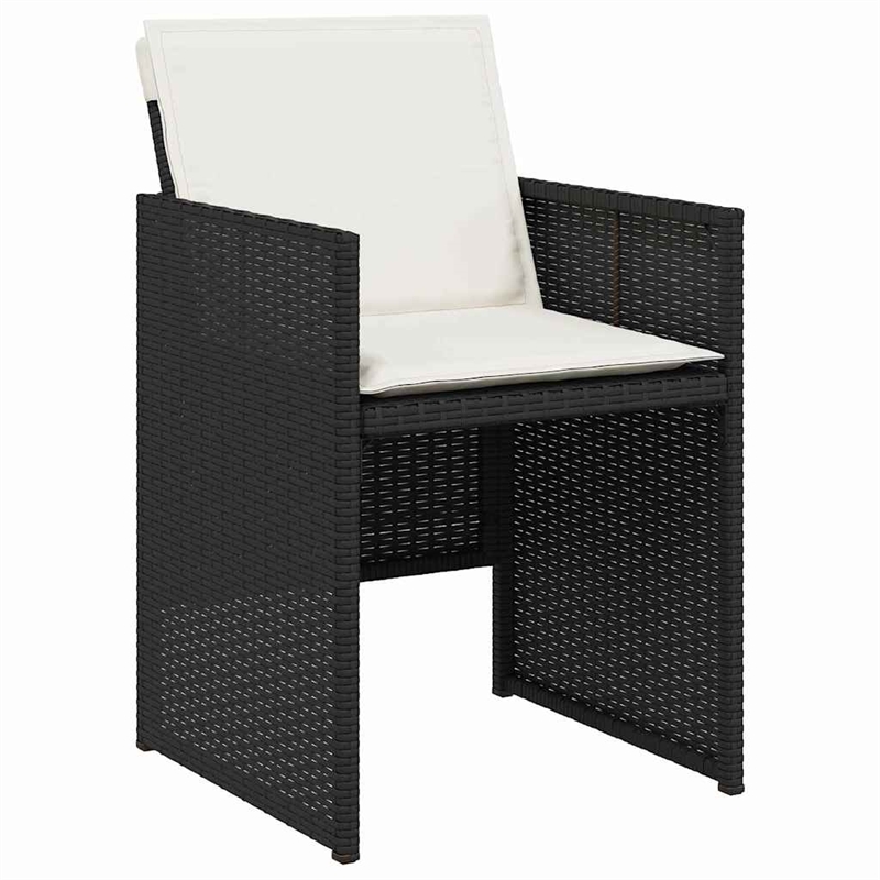 vidaXL 5 Piece Poly Rattan Garden Dining Set with Cushions in Black
