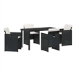 vidaXL 5 Piece Poly Rattan Garden Dining Set with Cushions in Black