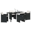 vidaXL 5 Piece Poly Rattan Garden Dining Set with Cushions in Black