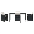 vidaXL 5 Piece Poly Rattan Garden Dining Set with Cushions in Black