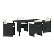 vidaXL 5 Piece Poly Rattan Garden Dining Set with Cushions in Black