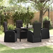 vidaXL 5 Piece Poly Rattan Garden Dining Set with Cushions in Black