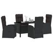 vidaXL 5 Piece Poly Rattan Garden Dining Set with Cushions in Black