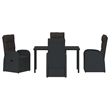 vidaXL 5 Piece Poly Rattan Garden Dining Set with Cushions in Black