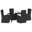 vidaXL 5 Piece Poly Rattan Garden Dining Set with Cushions in Black