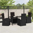 vidaXL 5 Piece Poly Rattan Garden Dining Set with Cushions in Black