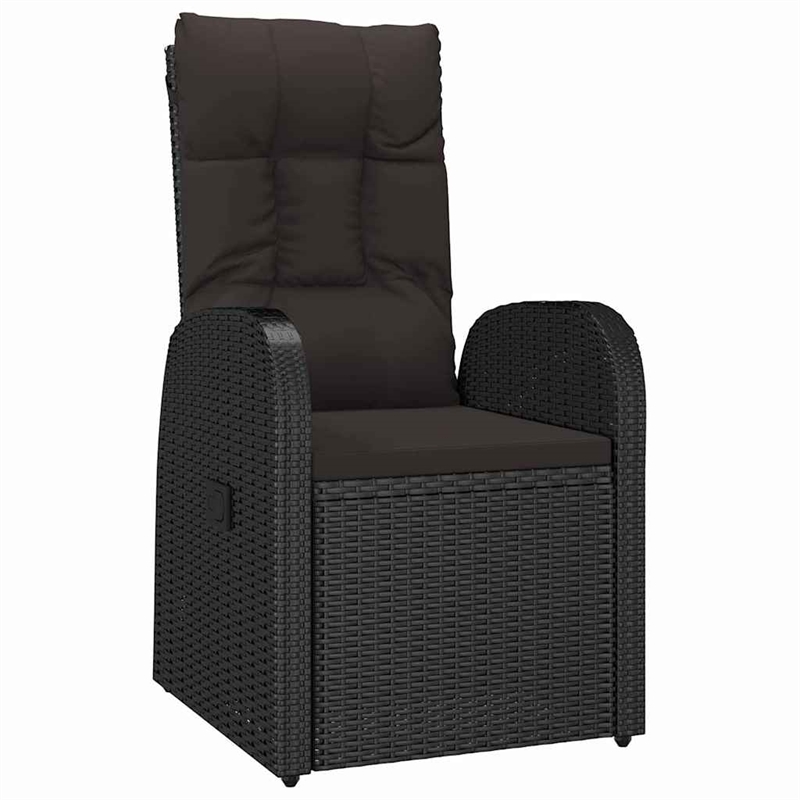 vidaXL 5 Piece Poly Rattan Garden Dining Set with Cushions in Black