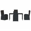 vidaXL 5 Piece Poly Rattan Garden Dining Set with Cushions in Black