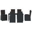 vidaXL 7 Piece Poly Rattan Garden Dining Set with Cushions in Black