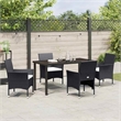 vidaXL 5 Piece Poly Rattan Garden Dining Set with Cushions in Black