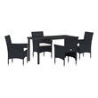 vidaXL 5 Piece Poly Rattan Garden Dining Set with Cushions in Black