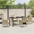 vidaXL 5 Piece Poly Rattan Garden Dining Set with Cushions in Beige