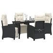 vidaXL 5 Piece Poly Rattan Garden Dining Set with Cushions in Black