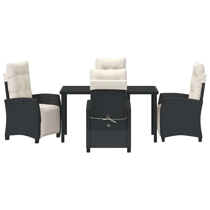 vidaXL 5 Piece Poly Rattan Garden Dining Set with Cushions in Black