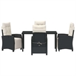 vidaXL 5 Piece Poly Rattan Garden Dining Set with Cushions in Black