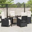 vidaXL 5 Piece Poly Rattan Garden Dining Set with Cushions in Black