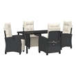 vidaXL 5 Piece Poly Rattan Garden Dining Set with Cushions in Black