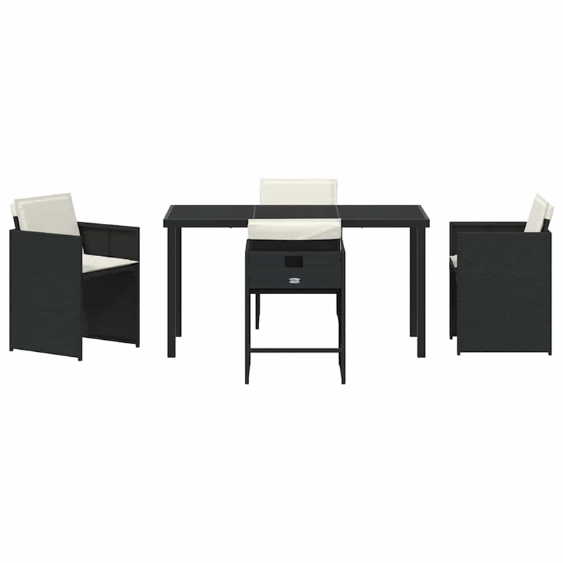 vidaXL 5 Piece Poly Rattan Garden Dining Set with Cushions in Black