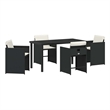 vidaXL 5 Piece Poly Rattan Garden Dining Set with Cushions in Black