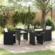 vidaXL 5 Piece Poly Rattan Garden Dining Set with Cushions in Black