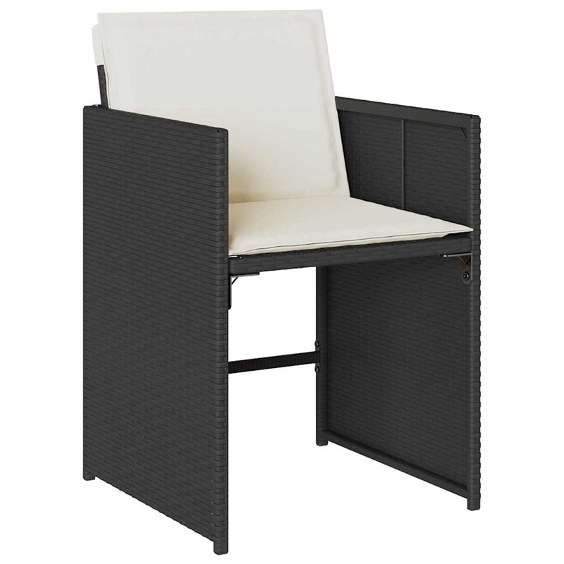 vidaXL 5 Piece Poly Rattan Garden Dining Set with Cushions in Black
