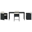 vidaXL 5 Piece Poly Rattan Garden Dining Set with Cushions in Black