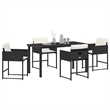 vidaXL 5 Piece Poly Rattan Garden Dining Set with Cushions in Black