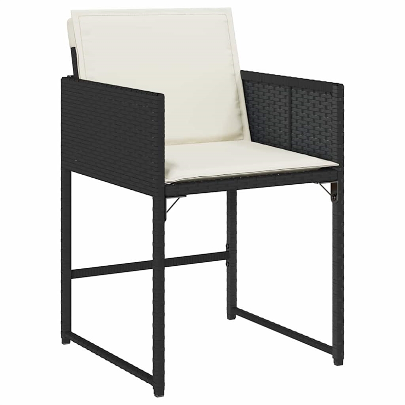 vidaXL 5 Piece Poly Rattan Garden Dining Set with Cushions in Black