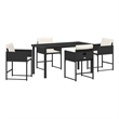 vidaXL 5 Piece Poly Rattan Garden Dining Set with Cushions in Black