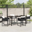 vidaXL 5 Piece Poly Rattan Garden Dining Set with Cushions in Black