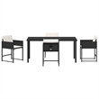 vidaXL 5 Piece Poly Rattan Garden Dining Set with Cushions in Black