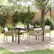 vidaXL 5 Piece Poly Rattan Garden Dining Set with Cushions in Beige