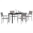 vidaXL 5 Piece Poly Rattan Garden Dining Set with Cushions in Grey