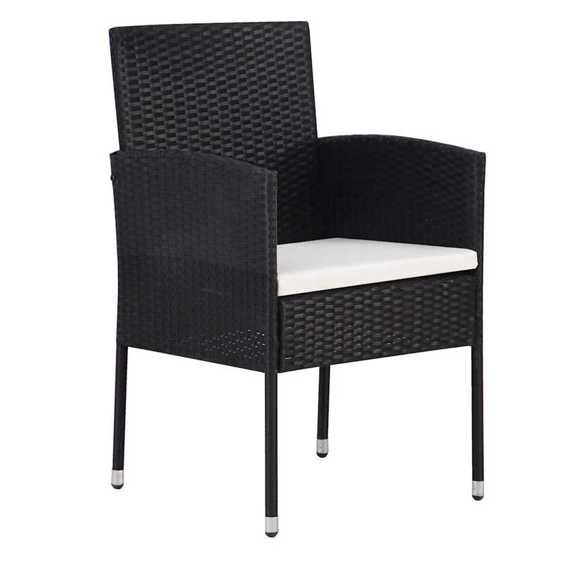 vidaXL 5 Piece Poly Rattan Garden Dining Set with Cushions in Black
