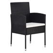 vidaXL 5 Piece Poly Rattan Garden Dining Set with Cushions in Black