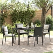 vidaXL 5 Piece Poly Rattan Garden Dining Set with Cushions in Black