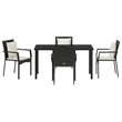 vidaXL 5 Piece Poly Rattan Garden Dining Set with Cushions in Black