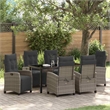 vidaXL 7 Piece Poly Rattan Garden Dining Set with Cushions in Grey