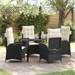 vidaXL 5 Piece Poly Rattan Garden Dining Set with Cushions in Black
