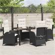 vidaXL 5 Piece Poly Rattan Garden Dining Set with Cushions in Black
