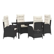 vidaXL 5 Piece Poly Rattan Garden Dining Set with Cushions in Black