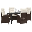 vidaXL 5 Piece Poly Rattan Garden Dining Set with Cushions in Black
