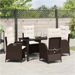 vidaXL 5 Piece Poly Rattan Garden Dining Set with Cushions in Black