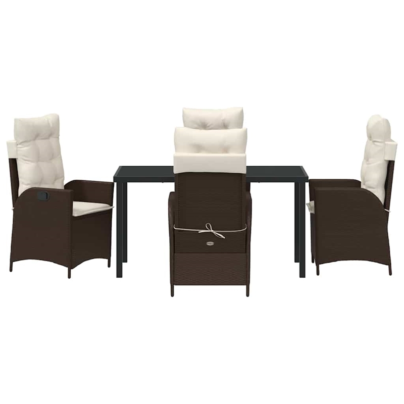 vidaXL 5 Piece Poly Rattan Garden Dining Set with Cushions in Black